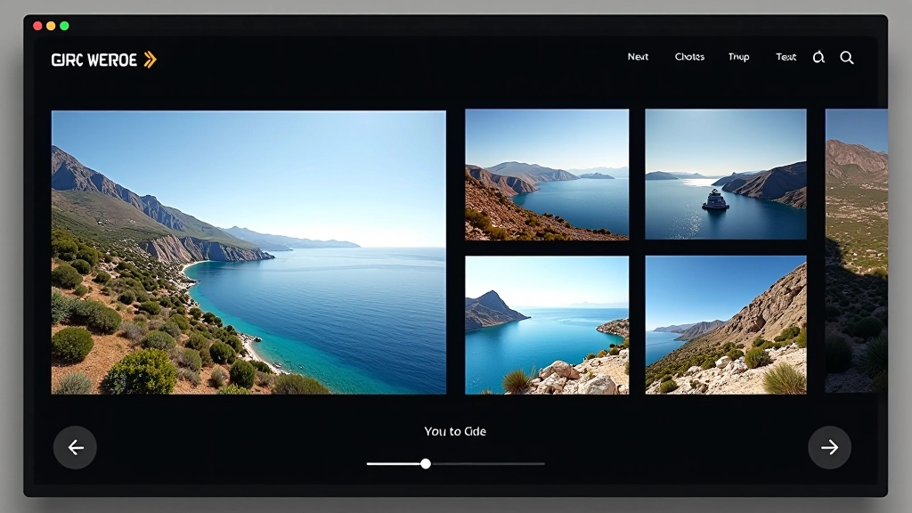 Lightbox gallery με τέσσερις φωτογραφίες σε μαύρο overlay, δείχνοντας πλοήγηση και επιλογές