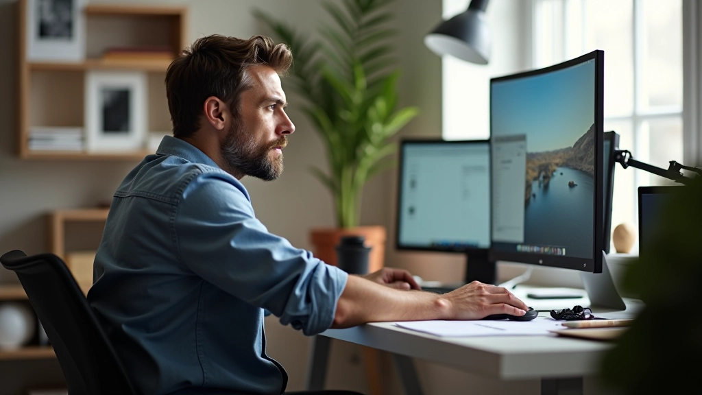 Νικόλαος Παπαδόπουλος σε ένα δημιουργικό workspace με monitors και design tools